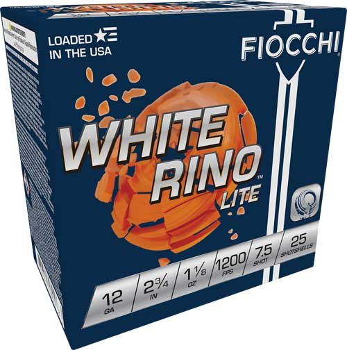 Fiocchi White Rino 12GA 2.75" - 1-1/8OZ #7.5 1200FPS 250RD Cas