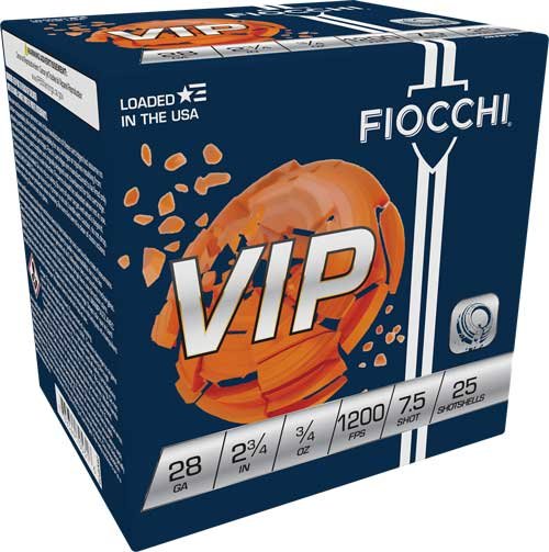 Fiocchi Vip 28GA 2.75" 3/4OZ - #7.5 1200FPS 250RD Case Lot