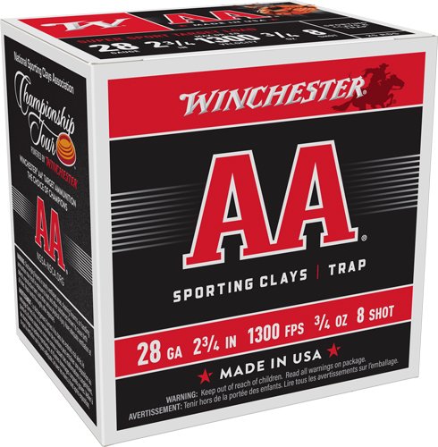Winchester Aa 28GA 2.75" 3/4OZ - #8 1300FPS 250RD Case Lot