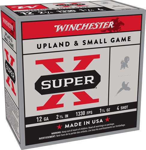 Winchester Super-X 12GA 2.75" - 1-1/4OZ #4 1330FPS 25RD 10BX/C