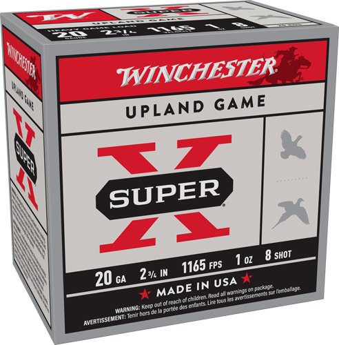 Winchester Super-X 20GA 2.75" - 1OZ #8 1165FPS 250RD Case Lot
