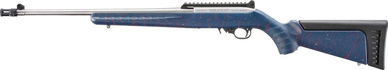 Ruger 10/22 22LR 18.5" SS - Blue Syk Red&White Splatter - Image 2