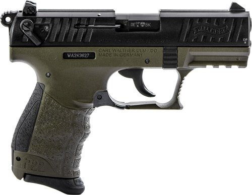 Walther P22Q Military 22LR - 3.4" 2-Tone BLK Slide/OD Green