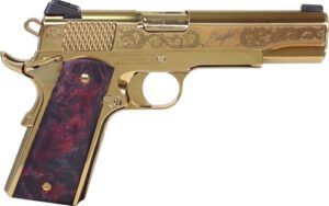 Iver Johnson Eagle Noble WP - 1911 45ACP 8RD Gold/Ex. Wood