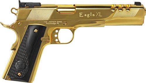 Iver Johnson Eagle XL Ported - 45ACP 6" 24K Gold Black Wood