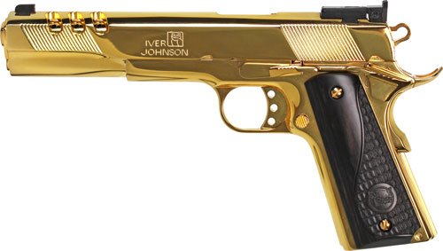 Iver Johnson Eagle XL Ported - 45ACP 6" 24K Gold Black Wood - Image 2
