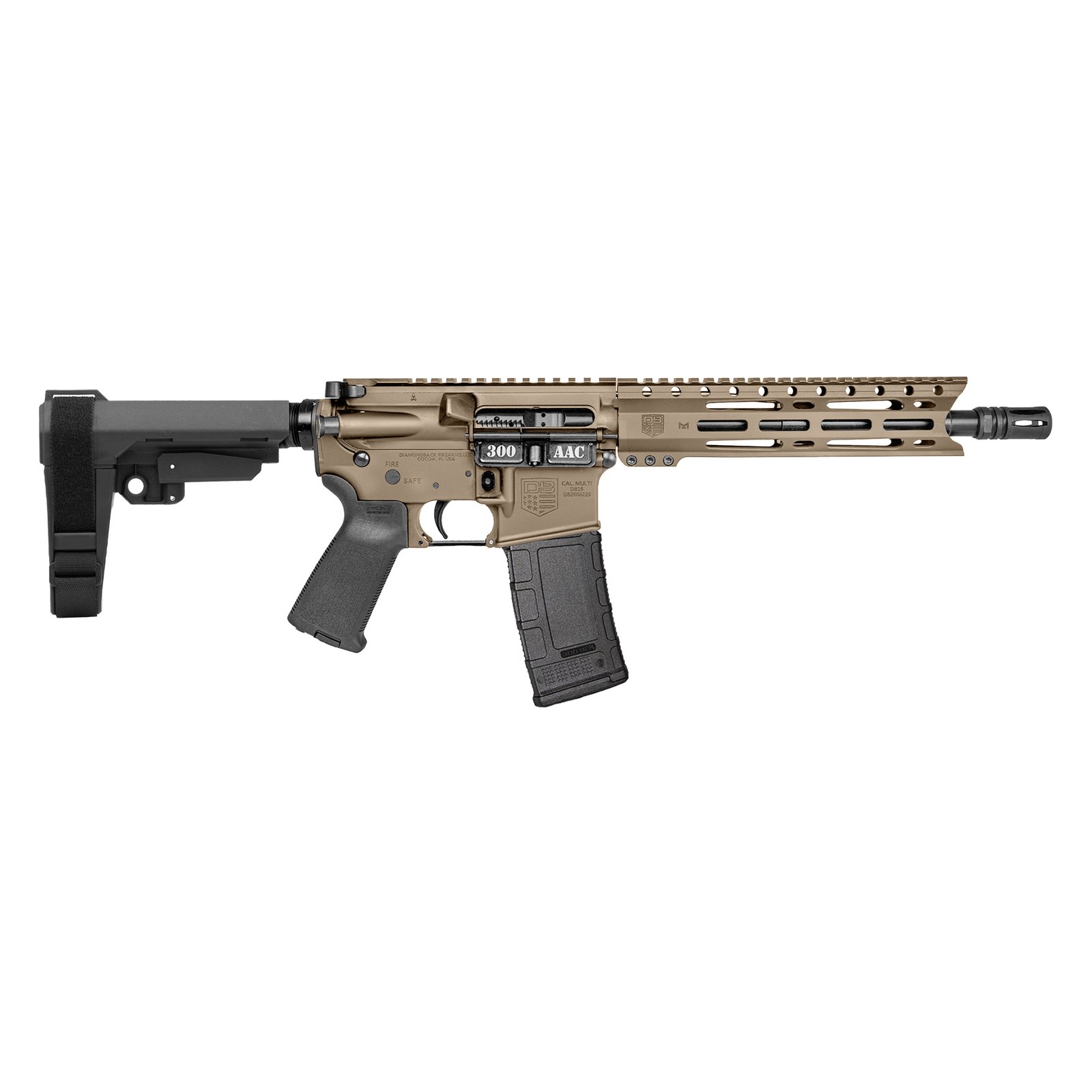Diamondback Firearms DB-15 Pist 300BLK FDE 10" SBA3