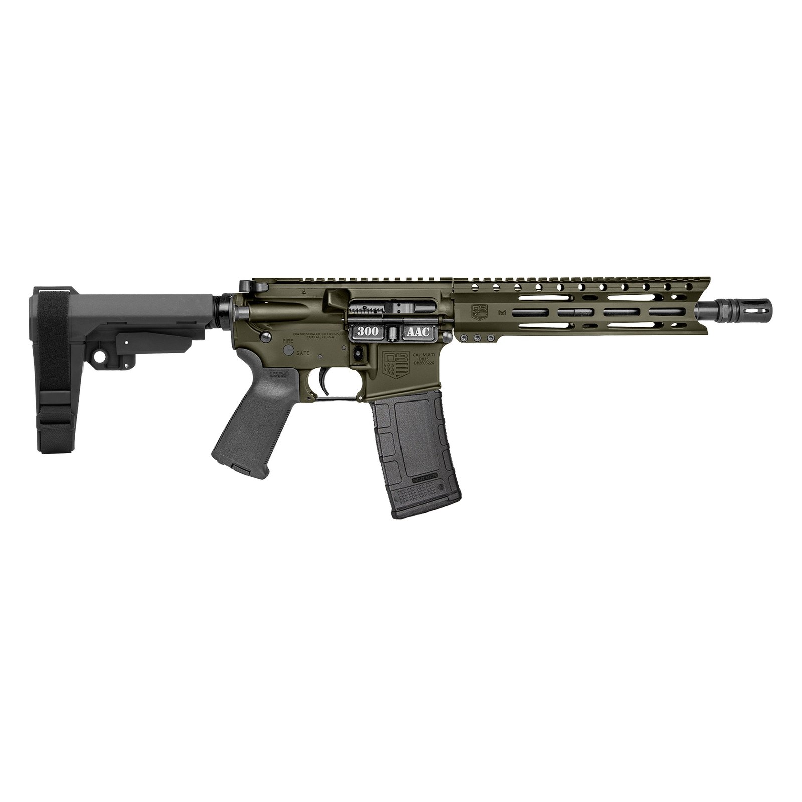 Diamondback Firearms DB-15 Pist 300BLK ODG 10" SBA3