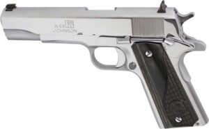 Iver Johnson 1911A1 38 Super - 5" FS 9RD Chrome Black Wood