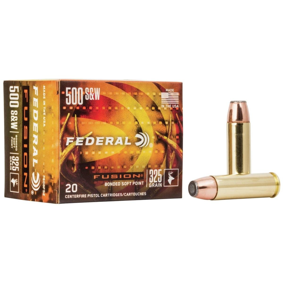 Federal Fusion Handgun Ammunition .500 S&W 325gr JSP 1450 fps 20/ct