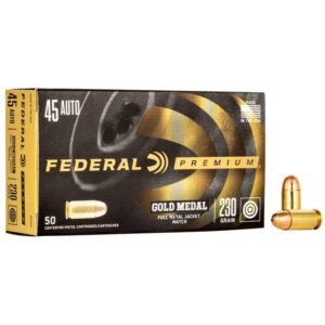 Federal Premium Gold Medal Handgun Ammunition .45 ACP 230 gr FMJ 860 fps 50/ct
