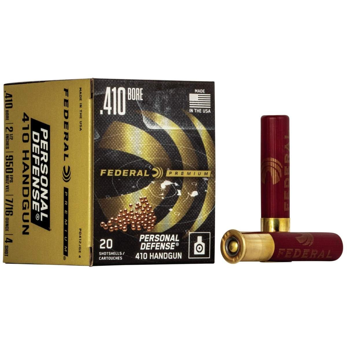 Federal Premium Personal Defense Shotshells.410 ga 2 1/2" 7/16 oz #4 950 fps 20/ct