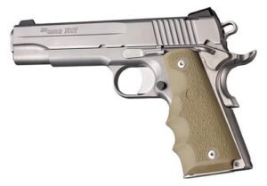 Hogue 1911 Govt. Model Flat Dark Earth Rubber Grip with Finger Grooves