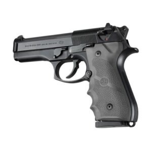 Hogue Rubber Handgun Grips with Finger Grooves Slate Grey for Beretta 92/96