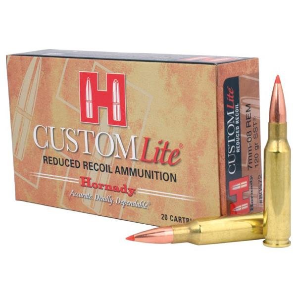 Hornady Custom Lite Rifle Ammunition 7mm-08 Rem 120 gr SST 2675 fps 20/ct
