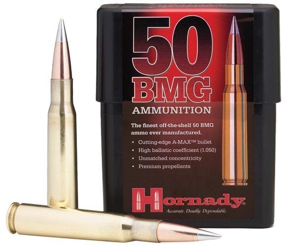 Hornady Match Rifle Ammunition .50 BMG 750 gr A-MAX 2815 fps 10/ct