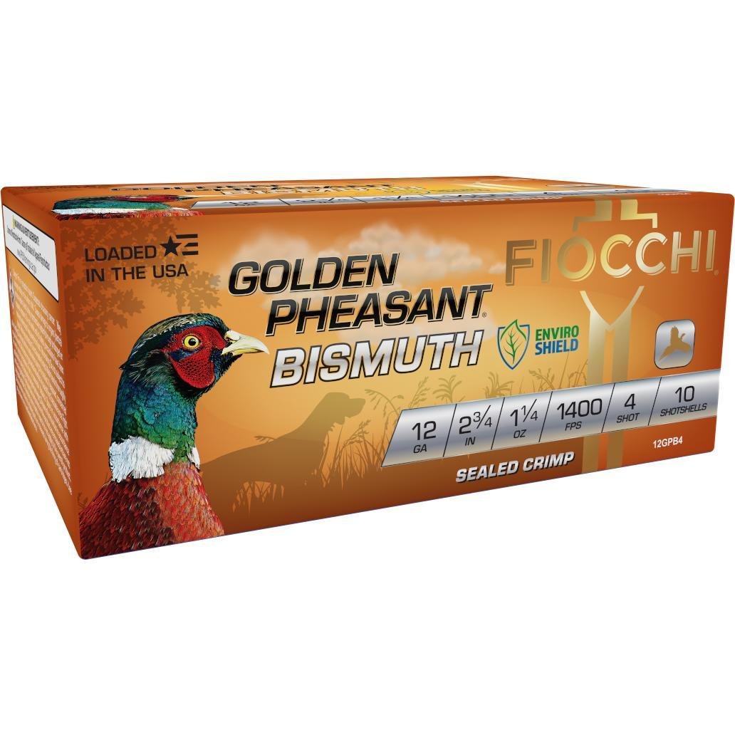 Fiocchi Golden Pheasant Bismuth Shotshells 12ga 2-3/4" 1-1/4oz 1400 fps #6 10/ct