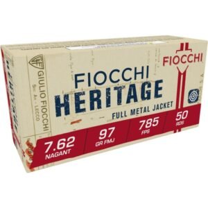 Fiocchi Heritage Handgun Ammunition 7.62 Nagant 97 gr FMJ 1082 fps 50/ct