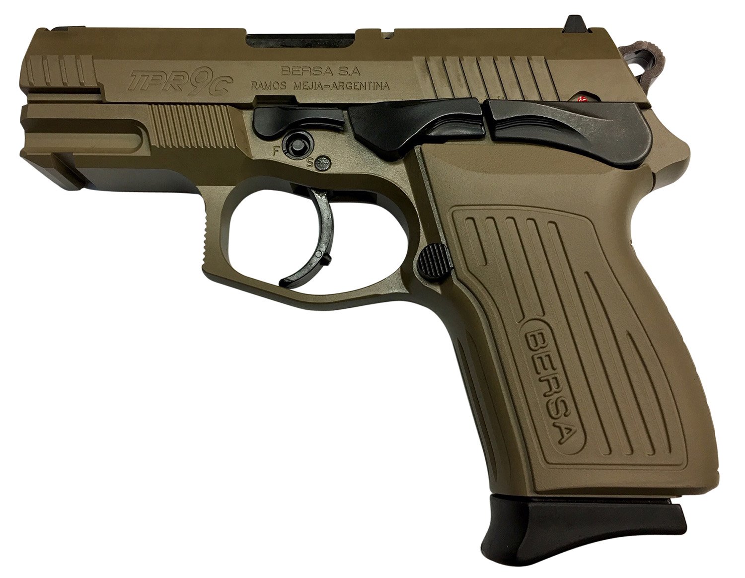 Bersa TPR9CFDE TPRC Sports South Exclusive 9mm Luger 13+1, 3.50" Black Steel Barrel, Flat Dark Earth Serrated Steel Slide & Aluminum Frame w/Picatinny Rail, Ambidextrous