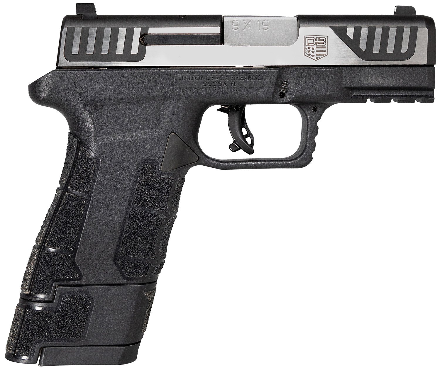 Diamondback DB0300P031 AM2 Sub-Compact Frame 9mm Luger 17+1, 3.50" Stainless Steel Barrel, Serrated Stainless Steel Slide, Black Polymer Frame w/Picatinny Rail & Polymer Grip