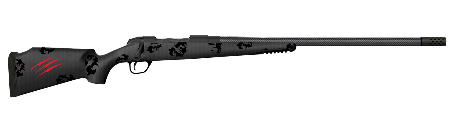Fierce Firearms FCTRG65PRC24BBO CT Rage 6.5 PRC Caliber with 3+1 Capacity, 24" Carbon Fiber Barrel, Black Cerakote Metal Finish & Blackout Camo Fixed Fierce Tech C3 Stock, Right Hand (Full Size)