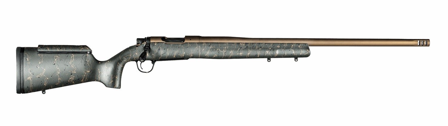 Christensen Arms 8010201000 Mesa Long Range 28 Nosler 3+1 26" Threaded Barrel, Burnt Bronze Cerakote, Green with Black/Tan Webbing Stock