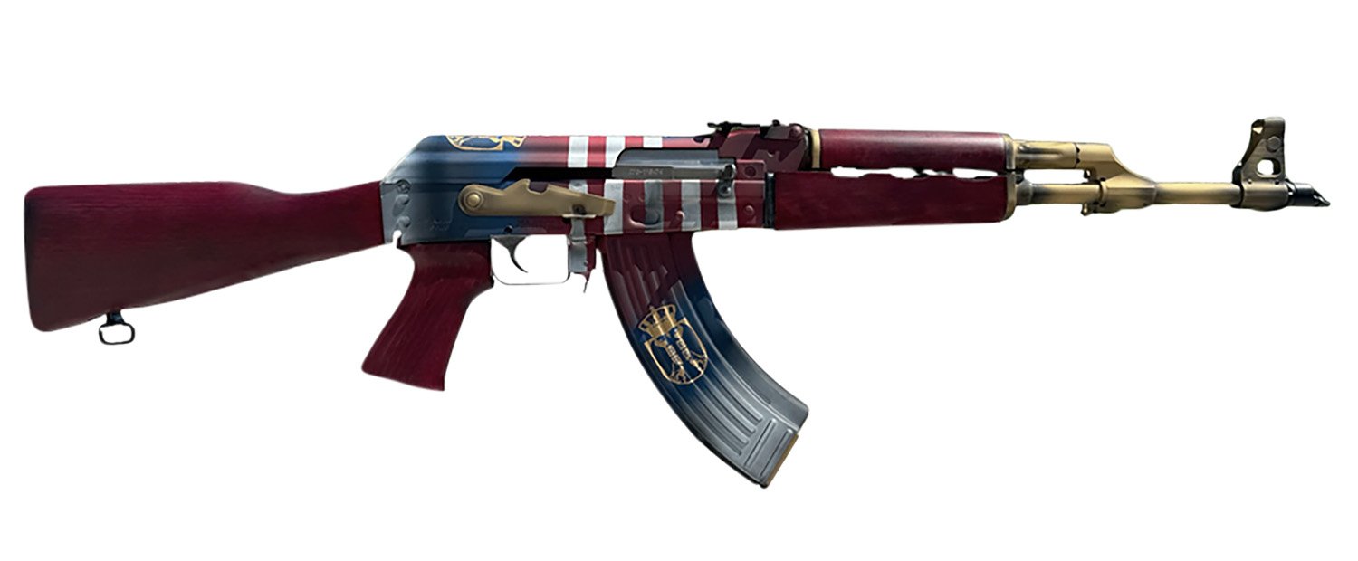 Zastava Arms Usa ZR7762AMS ZPAP M70 Limited Edition 7.62x39mm 30+1 16.30" 24K Gold Plated Barrel, Red/White/Blue 1.5mm Bulged Trunnion Receiver, Serbian Red Wood Furniture