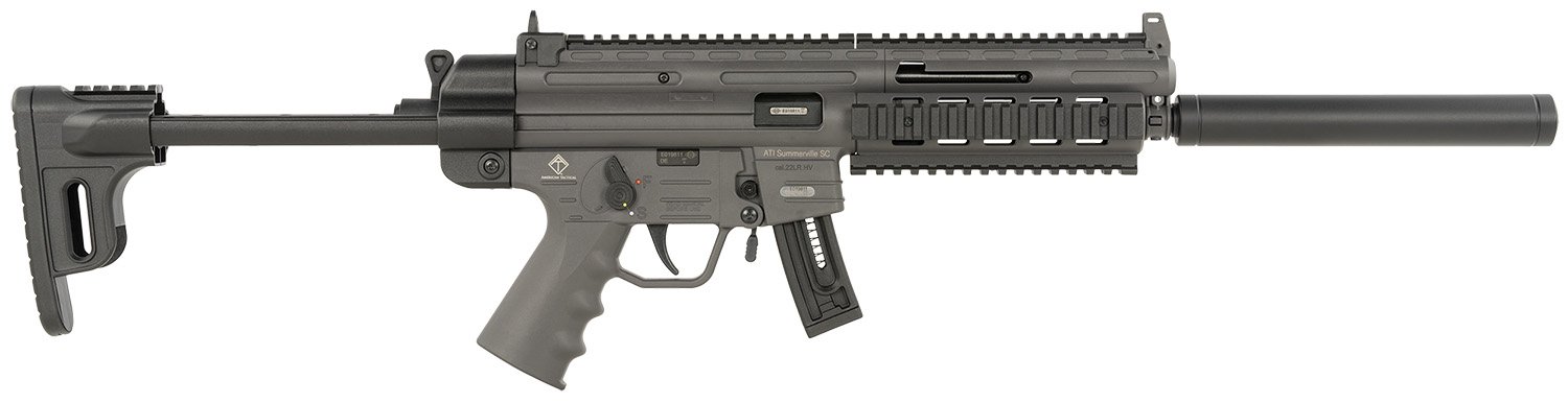 ATI GERGGSG1610S GSG-16 22LR 10+1 16.25" Black Non-Threaded Barrel, Smoke Gray Picatinny Rail Polymer Receiver, M-LOK Handguards, Collapsible w/Storage Compartment Black Synthetic Stock, Smoke Gray P