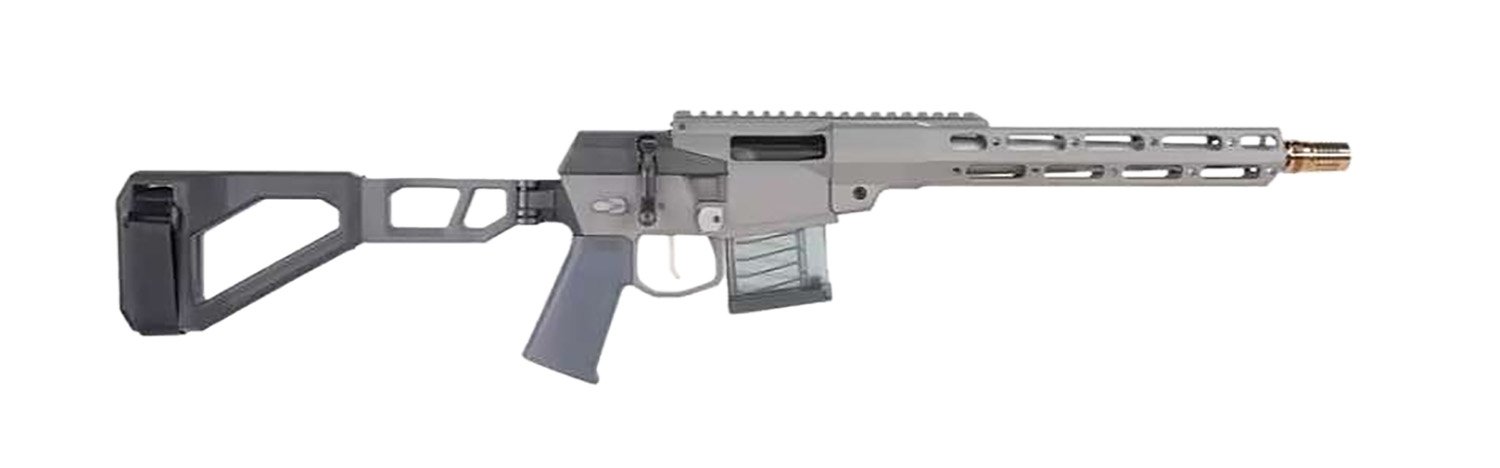 Q LLC MINIFIX55612INPISTOL Mini Fix 5.56 NATO 12" Gray Tapered Threaded Barrel, M-LOK Handguard, Gray Picatinny Rail Receiver, Adj Folding Stock, Polymer Grip