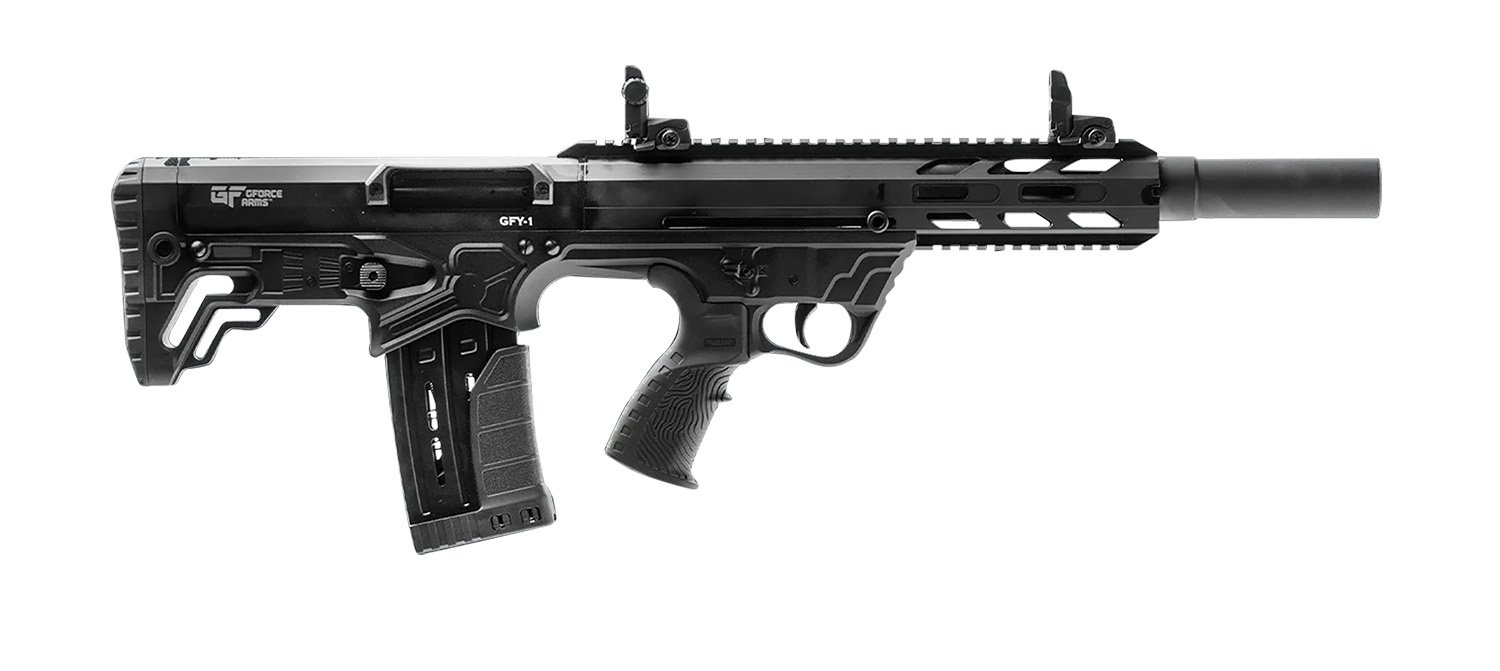 Gforce Arms GFY11220 GFY-1 USA 12 Gauge Semi-Auto 3" 5+1 18.50" Black Threaded Barrel, Black Cerakote Aluminum Receiver w/Picatinny Rail, Black Bullpup Polymer Stock, Polymer Grip