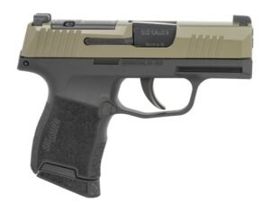 Sig Sauer 3659GXR3P P365 Micro-Compact 9mm Luger 10+1 3.10" Black Barrel, Moss Green Stainless Steel Optic Ready/Serrated Slide, Black Alloy Frame w/Accessory Rail, Textured Grip, RMSc Footprint
