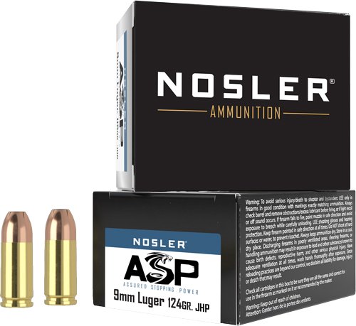 Nosler 9mm 124GR Asp JHP - 20RD 10BX/CS