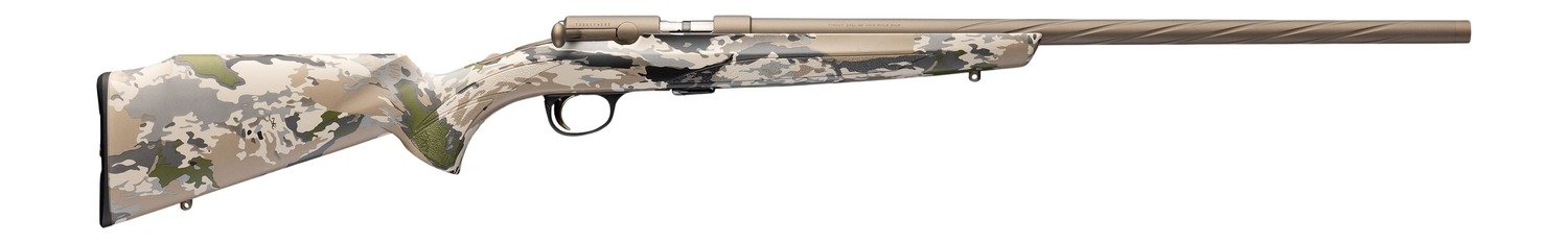 Browning 025260270 T-Bolt Speed 17 HMR 10+1 22" Smoked Bronze Cerakote Spiral Fluted Threaded Barrel, Smoked Bronze Cerakote Steel Drilled & Tapped Receiver, Ovix Camo Fixed Synthetic Stock, Right Han