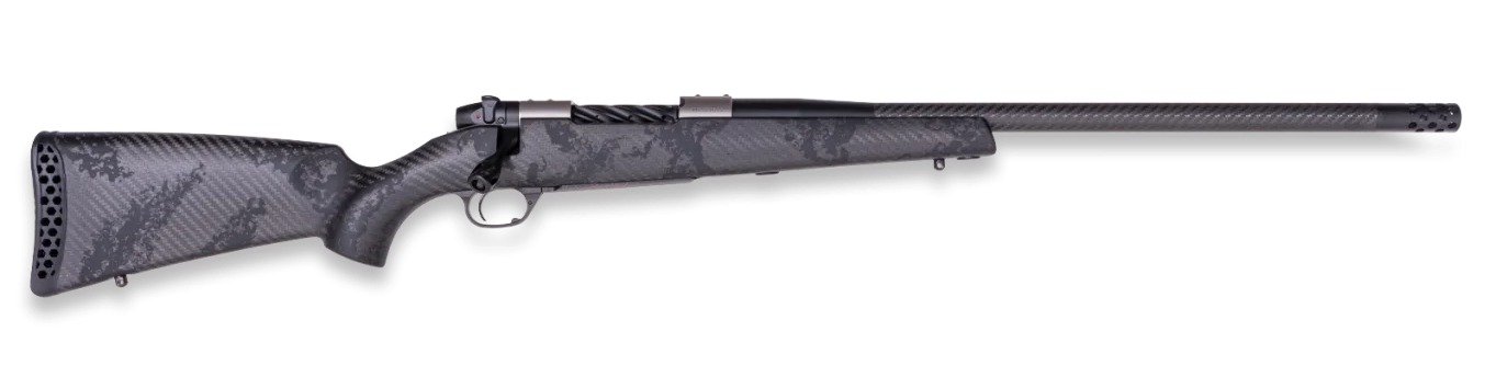 Weatherby MGT01N7MMBR2B Mark V Backcountry Guide TI 7mm BC 3+1 22" Graphite Black Cerakote Fluted Threaded Carbon Barrel, Titanium Drilled & Tapped Receiver, Exposed Carbon w/Carbide Black Accents Fix