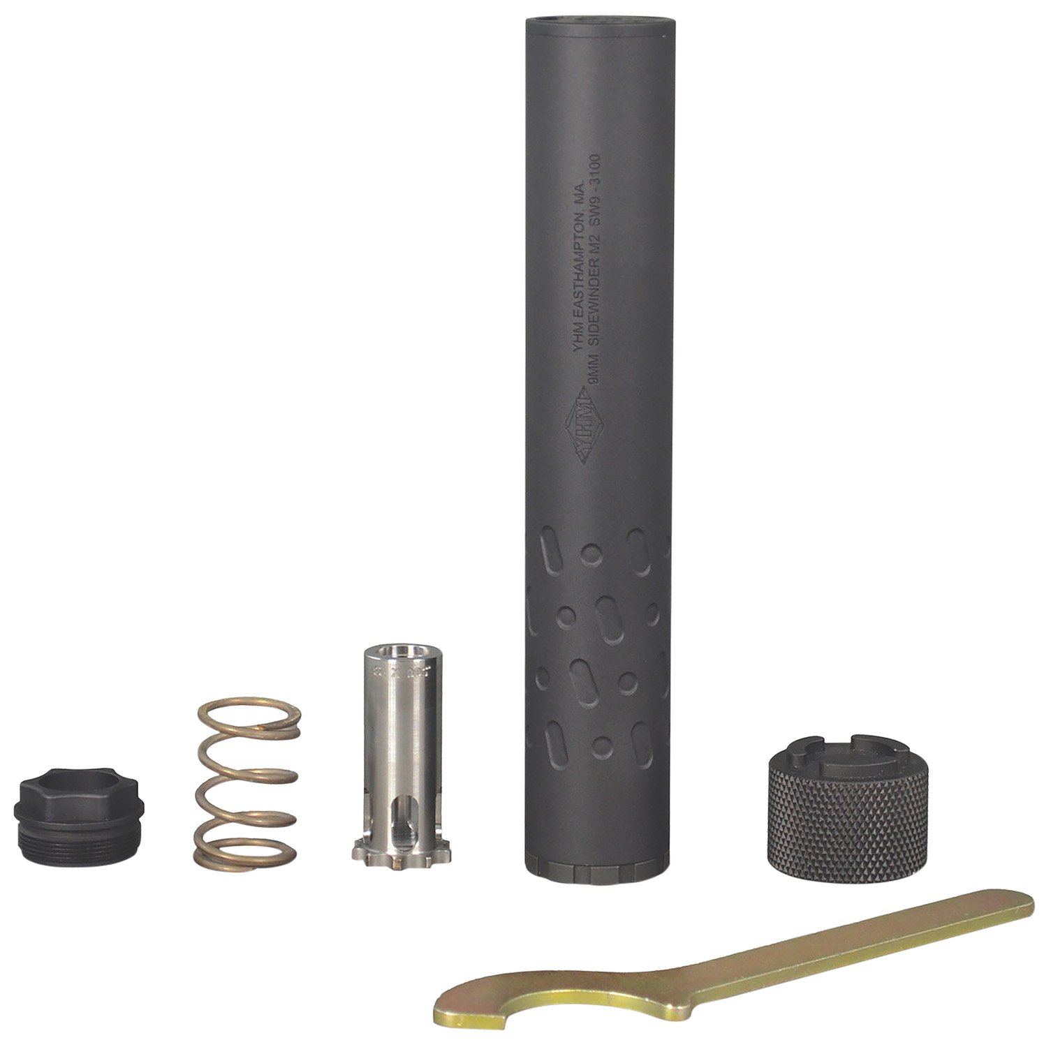 Yankee Hill 206528 Sidewinder M2 9mm Luger 1.375" Black Stainless Steel Aluminum 1/2"-28 tpi